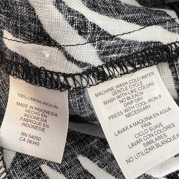 Jones New York Signature Womens Linen Blouse Large Zebra Safari Style Peplum Hem - Picture 5 of 5